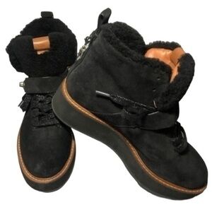 Coach Rex Wedge Platform Fur Booties